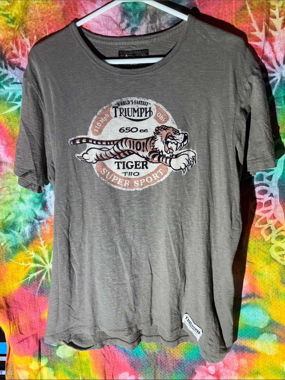 Lucky Brand x Triumph Gray Short Sleeve Tiger Graphic Tee